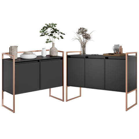 Jogo Buffets Vila Boreal 2 e 3 Portas Industrial Preto