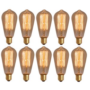Kit 10x Lâmpada Retrô St64 Carbono Dimerizável Âmbar 40w 110v