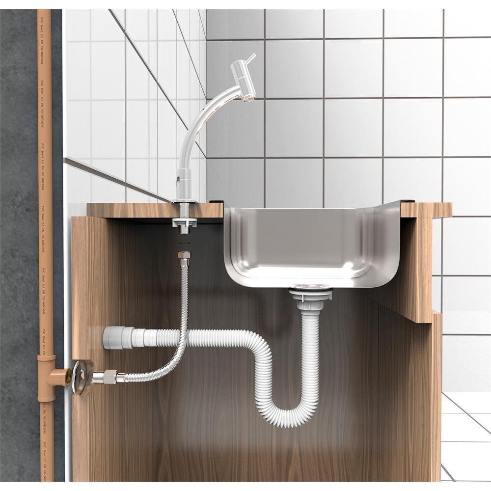 Ligação Flexível Em Inox P/ Instalação De Água 60Cm Cromada - 3
