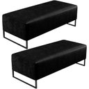 Ver imagem 1 de Kit 02 Puffs Decorativo Sala de Estar Bali W01 Base Ferro 120x50 cm Couríssimo Preto - Lyam Decor