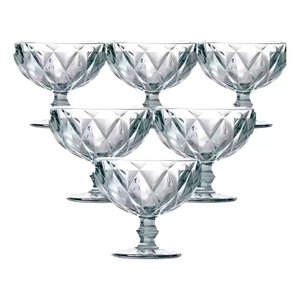 Conjunto de Taças para Sobremesa 6 Peças Modelo Diamante 325ml Bico de Jaca para Sorvete Musses