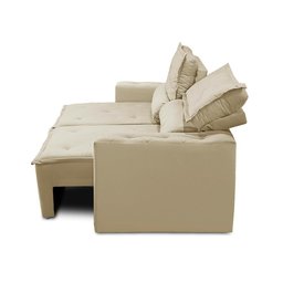 Sofá Retrátil e Reclinável 2 lugares com Molas 1,50m Livia Suede Bege Adonai Estofados - 7