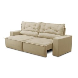 Sofá Retrátil e Reclinável 2 lugares com Molas 1,50m Livia Suede Bege Adonai Estofados - 6