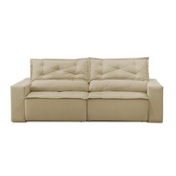 Sofá Retrátil e Reclinável 2 lugares com Molas 1,50m Livia Suede Bege Adonai Estofados - 5