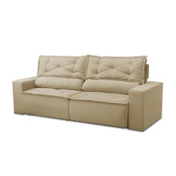 Sofá Retrátil e Reclinável 2 lugares com Molas 1,50m Livia Suede Bege Adonai Estofados - 4