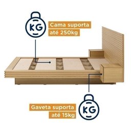 Cama Casal/Queen com Cabeceira e Mesa de Apoio Samambaia Cabecasa Madeiramadeira - 6