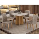 Ver imagem 2 de Mesa de Jantar Jade 90cm Cinamomo Off White com 4 Cadeiras Lara Linho Bege - Valdemóveis