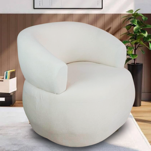 Poltrona Organica Decorativa Boucle Ondara Base Fixa Cor Areia