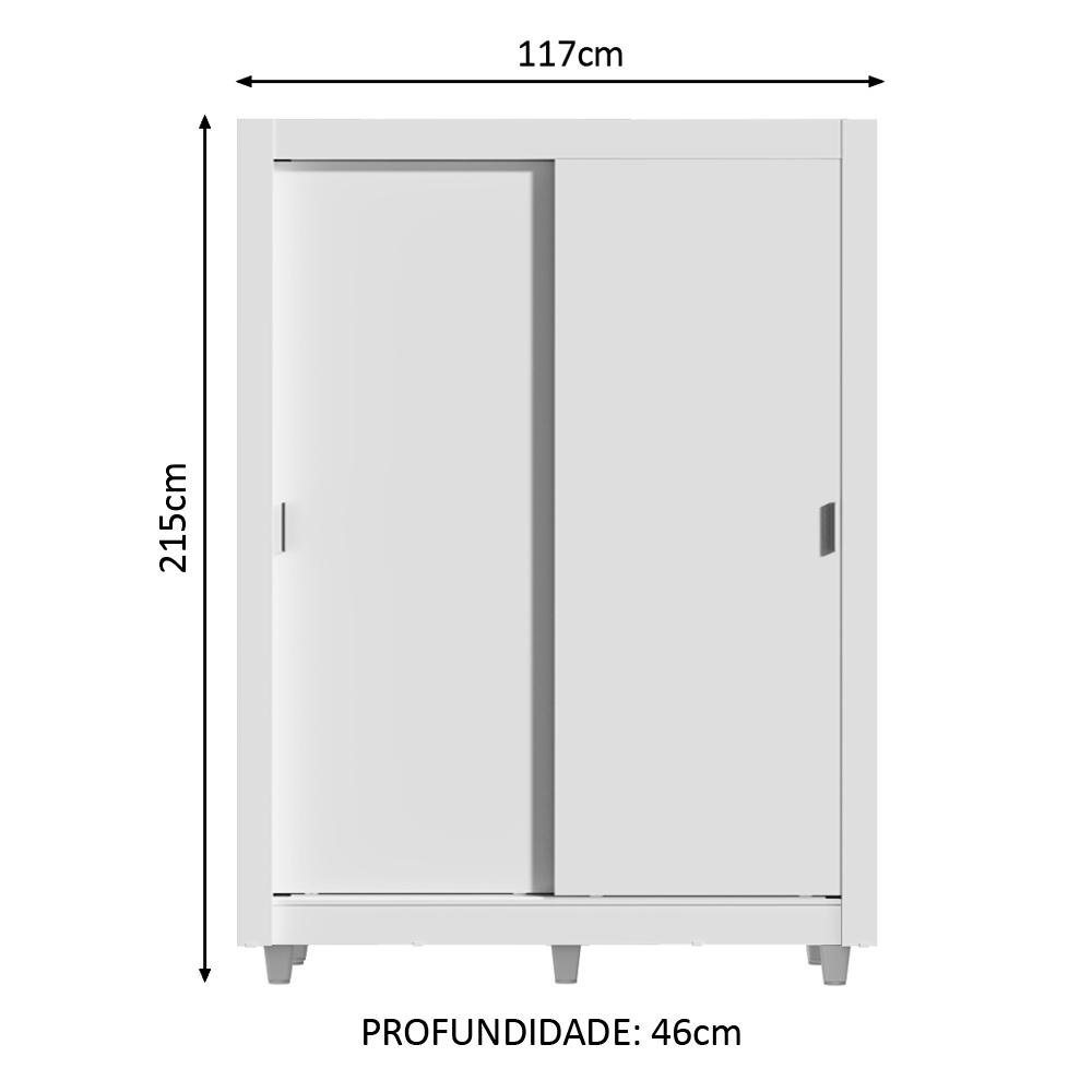 Guarda-roupa Solteiro Madesa Denver 2 Portas de Correr com Pés - Branco - 4