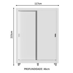 Guarda-roupa Solteiro Madesa Denver 2 Portas de Correr com Pés - Branco - 4
