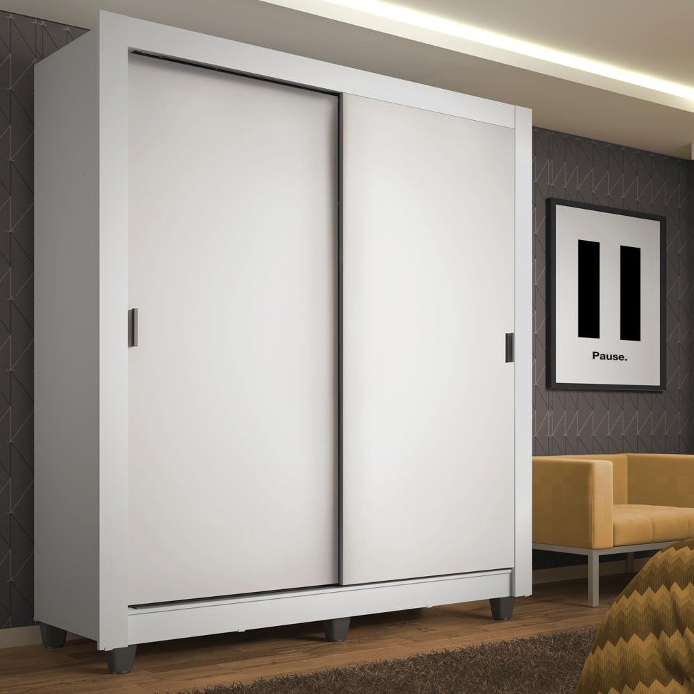 Guarda-roupa Solteiro Madesa Denver 2 Portas de Correr com Pés - Branco - 2