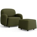 Ver imagem 5 de Poltrona Decorativa Orgânica Morelo com Puff para Sala Living M05 Linho Verde - Lyam Decor