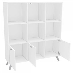 Estante para Livros Ouro Preto 3 Portas 6 Nichos Branco - Politorno - 3