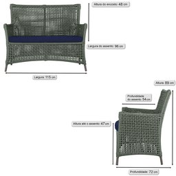 2 Sofás Área Externa Igapó Alumínio Pintura Marrom Corda Náutica Estofado Impermeável 10 - 2 2 Sofás Área Externa Igapó Alumínio Pintura Marrom Corda Náutica Estofado Impermeável 10 - 2