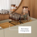 Ver imagem 6 de Buffet Aparador 4 Portas com Bandeja Integrada Pés em Dourado 149,5cm Cais Bege