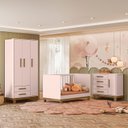 Ver imagem 6 de Quarto para Bebê Completo 3 Peças Guarda-Roupa, Cômoda e Berço Encanto Slim Rosa/Acetinado