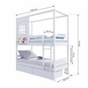 Ver imagem 3 de Beliche Infantil Casinha Reta com 02 Gavetas Madeira Maciça Branco Megamobilia