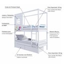 Ver imagem 4 de Beliche Infantil Casinha Reta com 02 Gavetas Madeira Maciça Branco Megamobilia