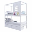 Ver imagem 2 de Beliche Infantil Casinha Reta com 02 Gavetas Madeira Maciça Branco Megamobilia