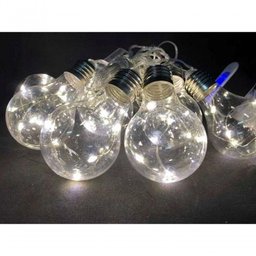 Varal Cordão Fio de Luzes 10 Lâmpadas 220v Led 4,6m Foco Incandescente Luz Branca Natal Enfeite - 4