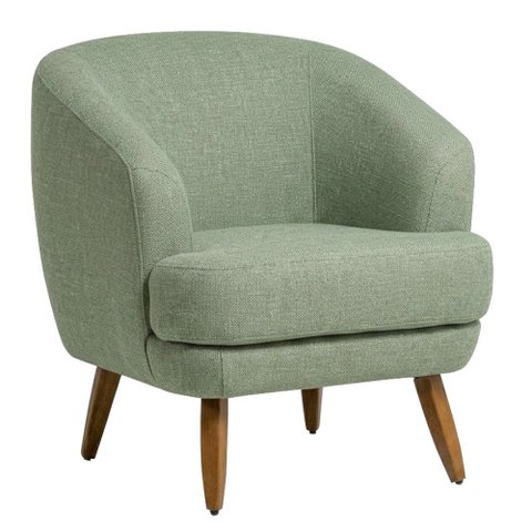 Poltrona Decorativa Tamara Pés Madeira Linho Verde Claro - Nexta Casa