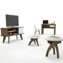 Ver imagem 2 de Sala de Estar Rack Frank, Mesa de Centro Jade, Mesa de Apoio Jade e Mesa para Notebook Cooler Marrom