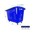 Ver imagem 6 de Kit 5 Cestas de Compras com Rodas 40l Azul