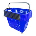 Ver imagem 1 de Kit 5 Cestas de Compras com Rodas 40l Azul