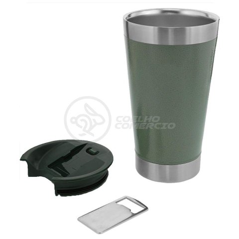 Copo Térmico com Tampa e Abridor de Garrafa 473ml Verde