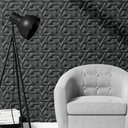Ver imagem 4 de Papel de Parede Efeito Gesso 3D Labirinto Preto Fios Brancos Autocolante Lavável