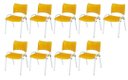 Ver imagem 2 de Cadeira Iso Base Branco Escola, Escritório Amarelo Kit 9 Un