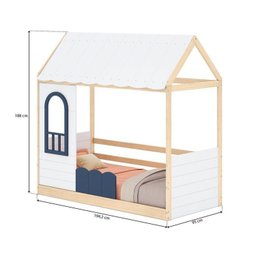 Conjunto Cama Montessoriana Reversível Casinha Telhado, Led, Janela, Grade New Garden Casatema - 4