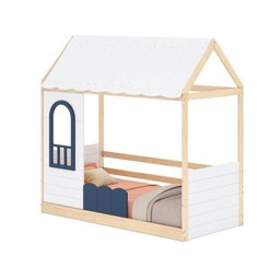 Conjunto Cama Montessoriana Reversível Casinha Telhado, Led, Janela, Grade New Garden Casatema - 3