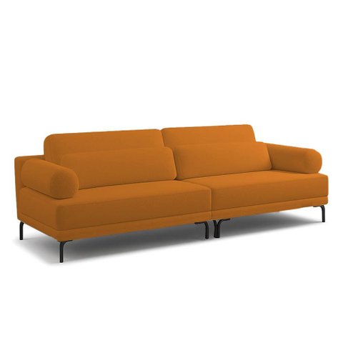 Sofá 4 Lugares Living 274cm Pé Ferro Romeu Bouclê Caramelo K01 - D’Rossi