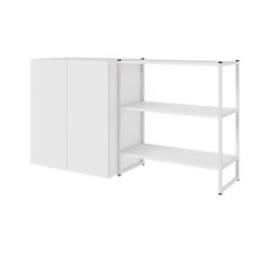 Armário Aéreo 60cm 2 Portas e Nicho 3 Prateleiras F5 Office Cor:branco - 2