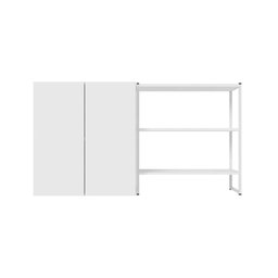 Armário Aéreo 60cm 2 Portas e Nicho 3 Prateleiras F5 Office Cor:branco - 4