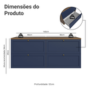 Ver imagem 4 de Rack para TV até 70 Polegadas 160cm 4 Gavetas Rustic/Azul Vik Madesa 04