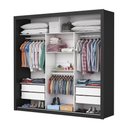 Ver imagem 5 de Guarda-Roupa Casal 3 Portas de Correr com Espelhos e 4 Gavetas 186cm Multimóveis CR35571 Preto