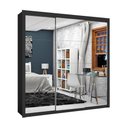 Ver imagem 2 de Guarda-Roupa Casal 3 Portas de Correr com Espelhos e 4 Gavetas 186cm Multimóveis CR35571 Preto