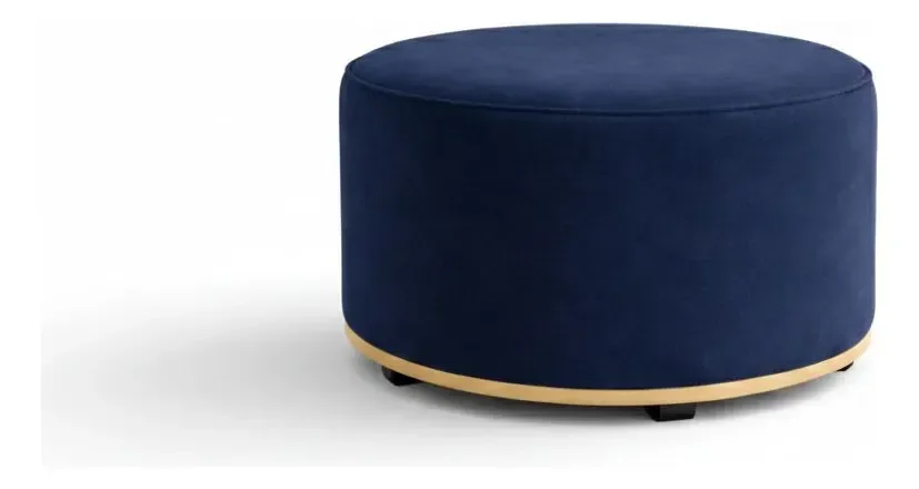 Puff Redondo Infantil - Banquinho Decorativo para Quarto Brinquedoteca - Espaço Kids Azul