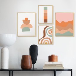 Kit 4 Quadros Decorativos para Quarto Formas Geométricas Delicado Colorido - 2