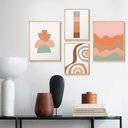 Ver imagem 2 de Kit 4 Quadros Decorativos para Quarto Formas Geométricas Delicado Colorido