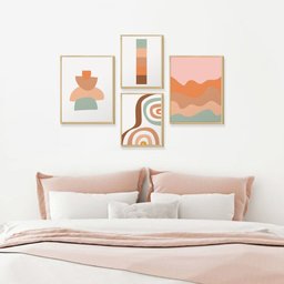 Kit 4 Quadros Decorativos para Quarto Formas Geométricas Delicado Colorido - 3