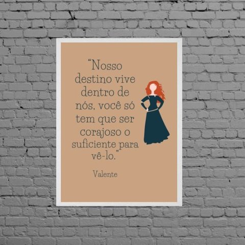 Quadro Frase Valente 24x18cm:Madeira branca