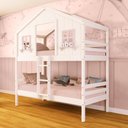 Ver imagem 1 de Beliche Casinha Dos Sonhos Madeira Maciça Branco/ Rosa Megamobilia