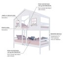 Ver imagem 4 de Beliche Casinha Dos Sonhos Madeira Maciça Branco/ Rosa Megamobilia