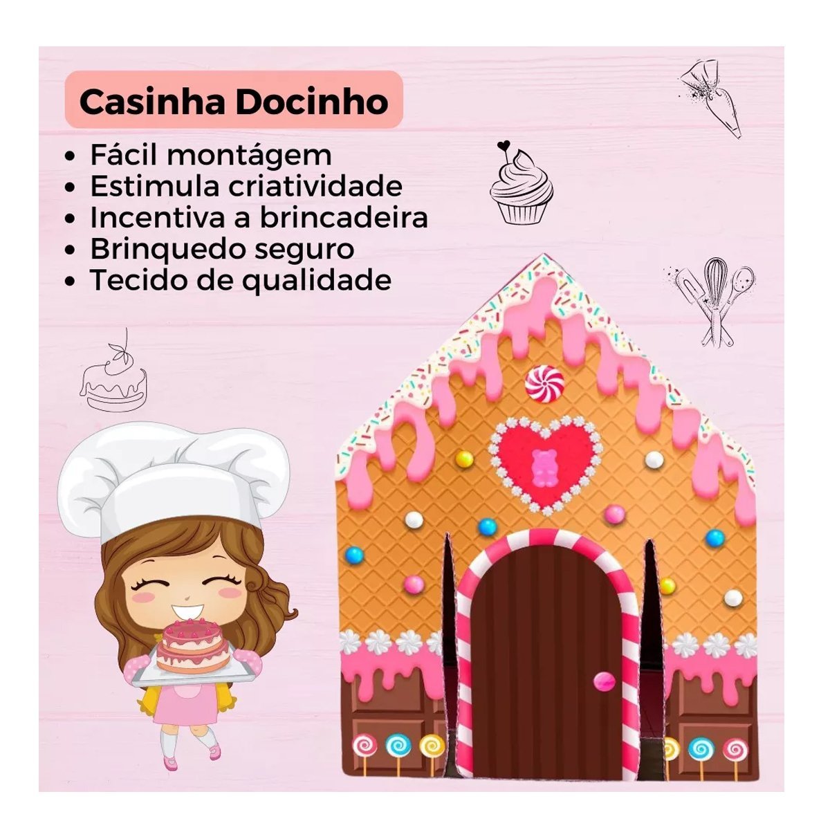 Barraca Cabana Casinha De Doces Confeiteira Infantil Menina - 3