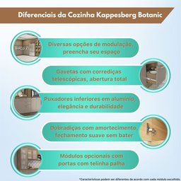 Cozinha Completa Planejada 4,00m 08pc Linha Botanic Cj14-002 Kappesberg - Nogueira/fendi - 2
