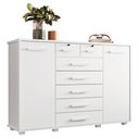 Ver imagem 1 de Cômoda Sapateira para Quarto 160cm 2 Portas 7 Gavetas Fontaine A02 Branco Fosco - Mpozenato