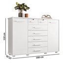 Ver imagem 4 de Cômoda Sapateira para Quarto 160cm 2 Portas 7 Gavetas Fontaine A02 Branco Fosco - Mpozenato